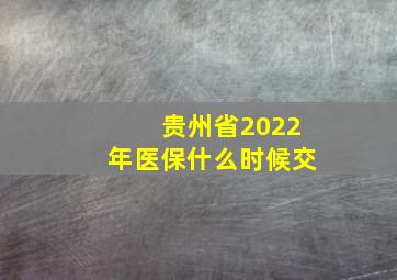 贵州省2022年医保什么时候交