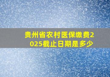 贵州省农村医保缴费2025截止日期是多少