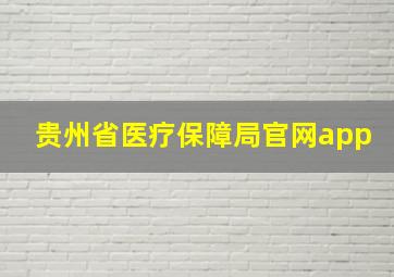 贵州省医疗保障局官网app