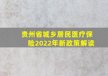 贵州省城乡居民医疗保险2022年新政策解读