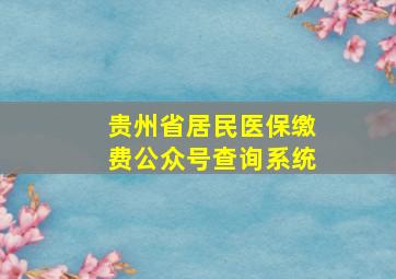 贵州省居民医保缴费公众号查询系统