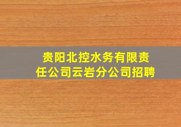 贵阳北控水务有限责任公司云岩分公司招聘