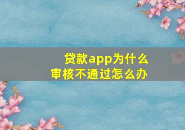 贷款app为什么审核不通过怎么办