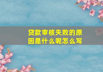 贷款审核失败的原因是什么呢怎么写