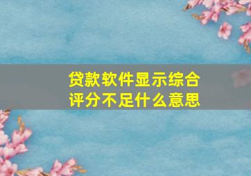 贷款软件显示综合评分不足什么意思