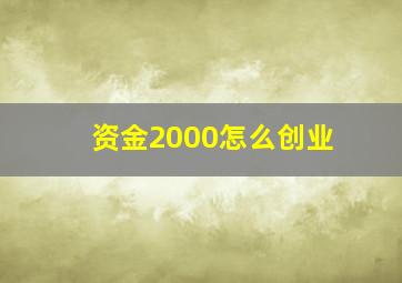 资金2000怎么创业