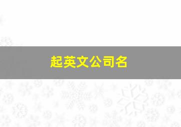 起英文公司名