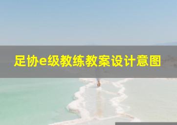 足协e级教练教案设计意图