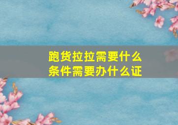 跑货拉拉需要什么条件需要办什么证