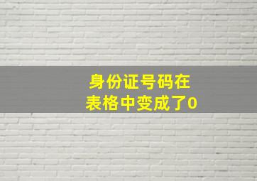 身份证号码在表格中变成了0