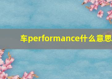 车performance什么意思