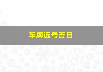 车牌选号吉日