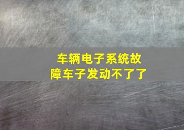 车辆电子系统故障车子发动不了了