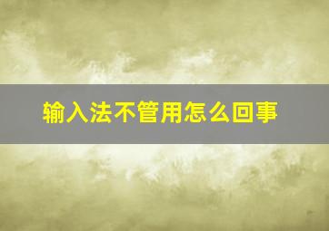 输入法不管用怎么回事