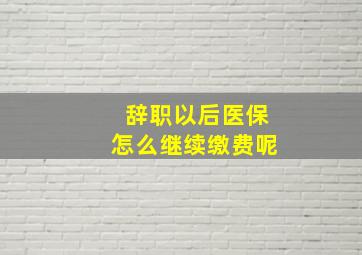 辞职以后医保怎么继续缴费呢