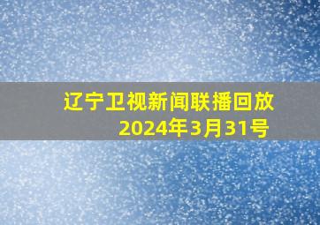 辽宁卫视新闻联播回放2024年3月31号