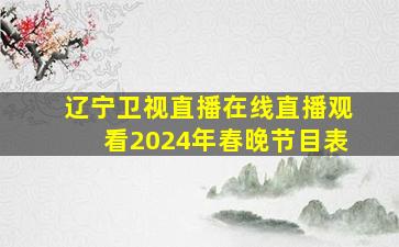 辽宁卫视直播在线直播观看2024年春晚节目表