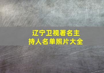 辽宁卫视著名主持人名单照片大全