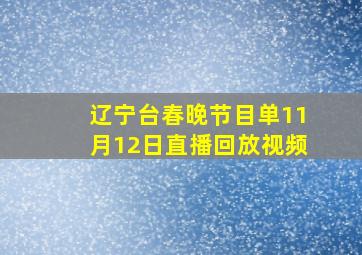 辽宁台春晚节目单11月12日直播回放视频