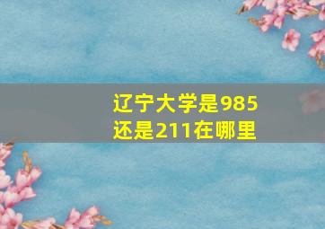 辽宁大学是985还是211在哪里