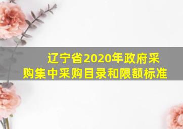 辽宁省2020年政府采购集中采购目录和限额标准