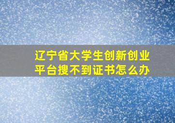 辽宁省大学生创新创业平台搜不到证书怎么办