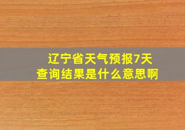 辽宁省天气预报7天查询结果是什么意思啊