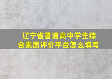 辽宁省普通高中学生综合素质评价平台怎么填写