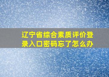 辽宁省综合素质评价登录入口密码忘了怎么办