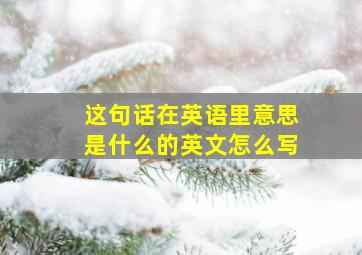 这句话在英语里意思是什么的英文怎么写