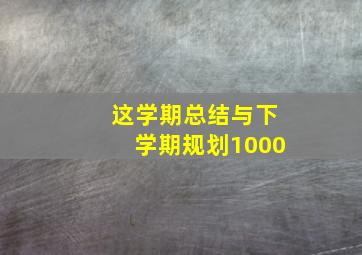 这学期总结与下学期规划1000