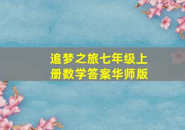 追梦之旅七年级上册数学答案华师版