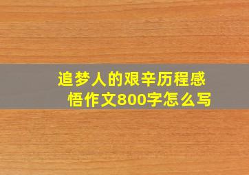 追梦人的艰辛历程感悟作文800字怎么写