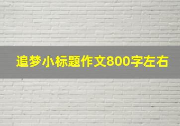 追梦小标题作文800字左右