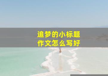 追梦的小标题作文怎么写好