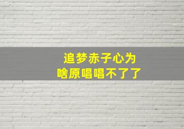 追梦赤子心为啥原唱唱不了了