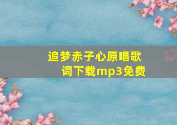 追梦赤子心原唱歌词下载mp3免费