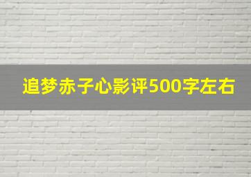 追梦赤子心影评500字左右