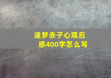 追梦赤子心观后感400字怎么写