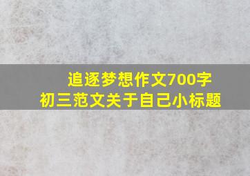 追逐梦想作文700字初三范文关于自己小标题