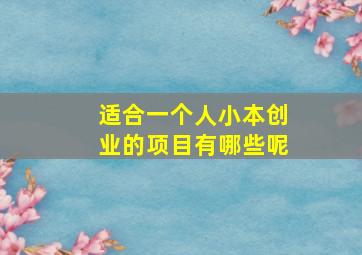 适合一个人小本创业的项目有哪些呢