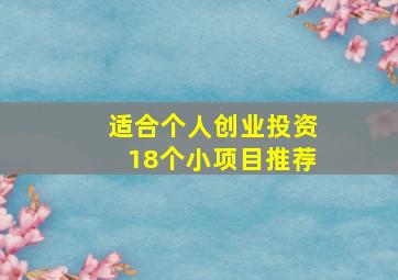 适合个人创业投资18个小项目推荐