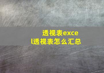 透视表excel透视表怎么汇总