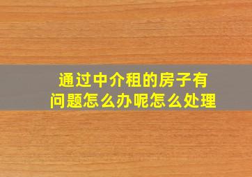 通过中介租的房子有问题怎么办呢怎么处理