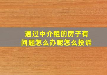 通过中介租的房子有问题怎么办呢怎么投诉