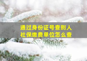 通过身份证号查别人社保缴费单位怎么查