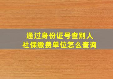 通过身份证号查别人社保缴费单位怎么查询