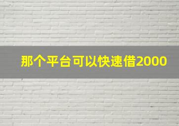 那个平台可以快速借2000