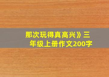 那次玩得真高兴》三年级上册作文200字