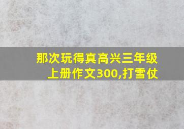 那次玩得真高兴三年级上册作文300,打雪仗